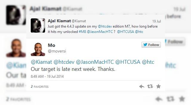 <b>Terminalele HTC One (M8) neblocate În rețea vor primi update-ul la Android 4.4.3 KitKat la sfârșitul acestei săptămâni</b>Acum câteva zile, mai precis pe data de 19 iulie, Vice Președintele departamentului de Management HTC, Mo Versi, a dezvăluit prin intermediul unei postări de pe pagina sa personală de Twitter, faptul că terminalele HTC One (M8) neblocate în rețea...