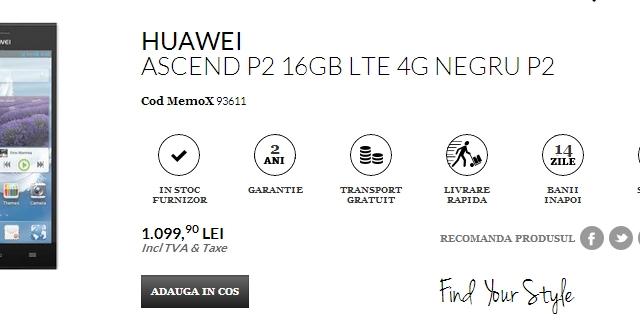 <b>Huawei Ascend P2 disponibil acum prin Quickmobile.ro la un preț de 1.099 lei</b>Deși a fost lansat în această primăvară, mai precis în luna aprilie a acestui an, iată că Huawei Ascend P2 debutează abia acum pe piața din România prin intermediul celor de la Quickmobile.ro care afișează un preț de 1.099 lei pentru...