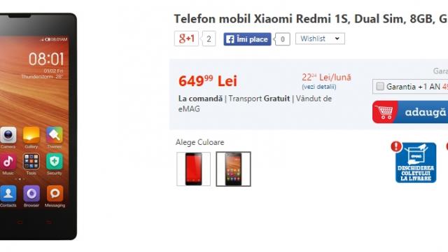 <b>Noutăți: Xiaomi Redmi 1S și UTOK 351D disponibile prin eMAG.ro la prețuri foarte accesibile</b>Deși în aceste momente principalii retaileri de pe piață sunt axați pe listarea noilor terminale iPhone, eMAG aduce printre altele și noi modele de smartphone-uri cu prețuri destul de accesibile pentru cei care își doresc un telefon entry-level,...