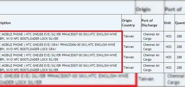 <b>HTC One (E8 Eye) Își face apariția În cadrul unor documente de import din India</b>După ce acum câteva zile, cei de la HTC anunțau în New York, respectiv China, modelele Desire Eye și One (M8 Eye), iată că astăzi prin intermediul site-ului de tracking a importurilor sosite în India, aflăm că există și un al 3-lea device Eye...