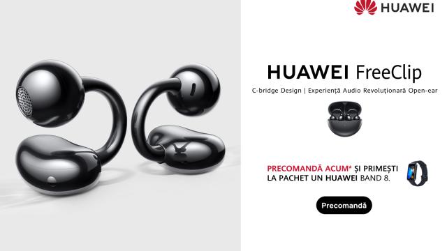 <b>Căştile Huawei FreeClip au ajuns în România: cel mai original design şi o ofertă cu brăţara fitness la debut</b>La o lună după ce colegul Alex le-a văzut în acţiune în Dubai, căştile Huawei FreeClip au ajuns în România. Avem de-a face cu căşti cu design inedit, cu tehnologie Open Ear Listening şi cu o ofertă atractivă la debutul de la noi: