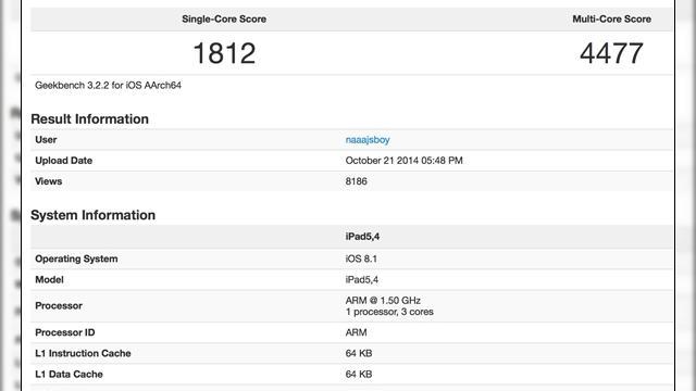 <b>iPad Air 2 testat În Geekbench; vine cu un procesor triple-core de 1.5 GHz și 2 GB memorie RAM</b>După lansarea de la începutul lunii octombrie, iată că noua tabletă iPad Air 2 ajunge acum a fi văzută în cadrul testului benchmark Geekbench, aplicație ce scoate la iveală câteva lucruri interesante. Din câte am aflat anterior, noua...