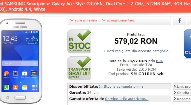<b>Samsung Galaxy Ace Style și Galaxy Ace 4 LTE disponibile acum prin intermediul MarketOnline.ro</b>După ce au fost anunțate oficial în această vară, iată că începând de astăzi, Samsung Galaxy Ace Style și Galaxy Ace 4 LTE se regăsesc și la noi pe plan local prin intermediul celor de la MarketOnline.ro, prețurile începând de la 579 lei...