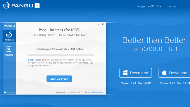 <b>Pangu, tool pentru jailbreak iOS 8 untethered Își face apariția pe Mac</b>Cei care urmăresc "scena" jailbreak, sunt probabil familiarizați cu Pangu, un tool dezvoltat de o echipă din China și care mai nou oferă suport pentru iOS 8 și iOS 8.1. Aparent aceasta ar fi singura soluție de genul pentru acele versiuni de iOS....