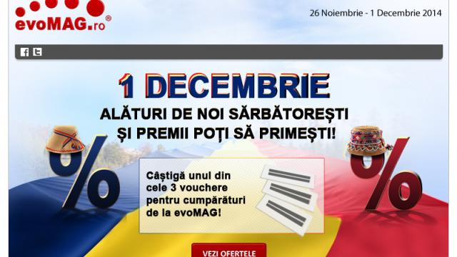 <b>evoMAG dă startul campaniei evoSPECIAL cu ocazia zilei naționale de 1 decembrie; iată cele mai atractive reduceri</b>După ce febra cumpărăturilor de Black Friday s-a mai domolit puțin, iată că cei de la evoMAG decid să ne atragă atenția printr-un nou val de reduceri, de această dată cu ocazia zilei naționale de 1 decembrie. Astfel, campania evoSPECIAL ne va...