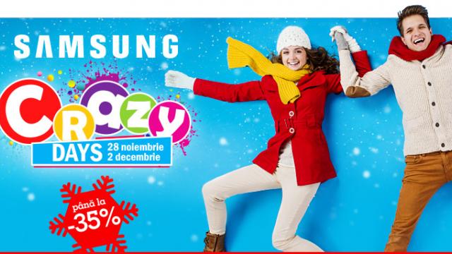 <b>eMAG dă startul campaniei Samsung Crazy Days; produse cu prețuri speciale În perioada 28 noiembrie - 2 decembrie</b>Astăzi, cei de la eMAG ne anunță prin intermediul unui newsletter despre campania specială de reduceri intitulată Samsung Crazy Days, promoție care se aplică produselor electronice Samsung timp de 4 zile, în perioada 28 - 2 decembrie. &nbsp;...