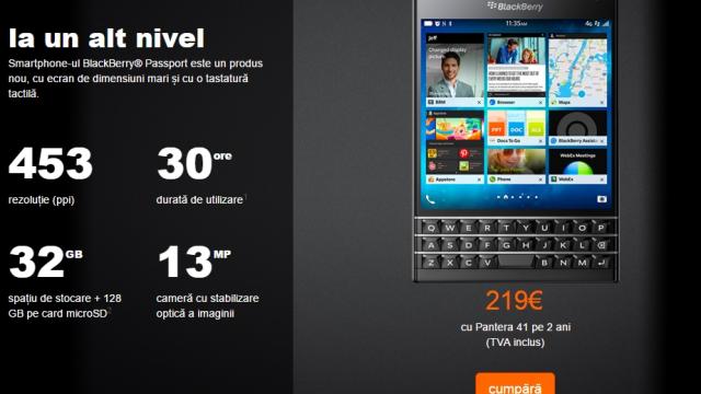 <b>BlackBerry Passport ajunge acum și În oferta Orange la un preț de 2.641 lei fără abonament</b>După ce acum câteva zile, colegul nostru Alex vă prezenta un prim clip de unboxing a modelului business BlackBerry Passport, începând de astăzi telefonul ajunge a fi disponibil și prin intermediul unui operator de pe piața din România, și anume...
