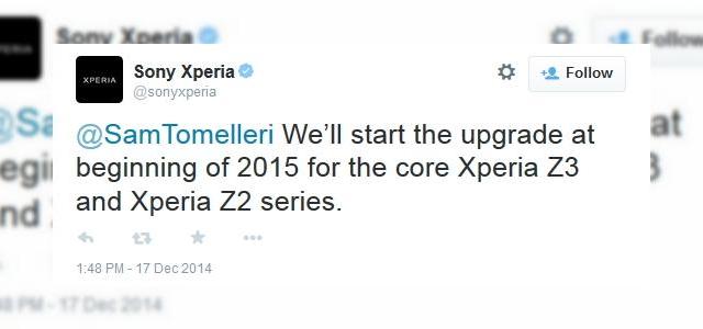 <b>Terminalele Sony din gama Xperia Z2 și Xperia Z3 vor primi Android 5.0 Lollipop la Început de 2015</b>în cazul în care sunteți posesor al unui terminale dezvoltat de către Sony și vă întrebați când are de gând să poposească și update-ul la Android 5.0 Lollipop pentru telefonul vostru, iată că astăzi primiți un răspuns direct din partea...