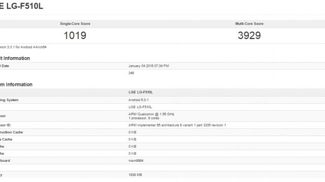 <b>LG F510L se dezvăluie În cadrul testului benchmark Geekbench; sosește cu procesor Snapdragon 810 și 2 GB RAM</b>De curând în cadrul testului benchmark Geekbench și-a făcut apariția un nou terminal misterios dezvoltat de către cei de la LG Electronics, și anume un model ce poartă numele de serie F510L. Interesant la acest device este în special...