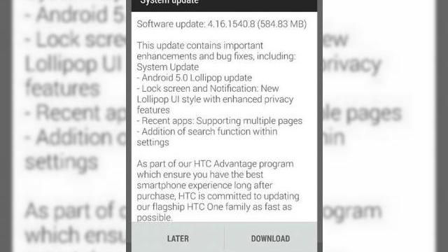 <b>HTC One M8 primește actualizarea la Android 5.0 Lollipop În aceste momente</b>Prin intermediul unui cititor Mobilissimo.ro, aflăm în această dimineață faptul că HTC a început deja distribuirea pachetului software Android 5.0 Lollipop pentru modelul HTC One (M8). După cum bine știți, acest device lansat în luna martie a...