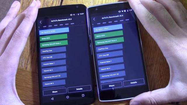 <b>Nexus 6 versus OnePlus One Într-un test de viteză (ambele rulând Android 5.0 Lollipop), În care modelul chinezesc rezistă cu brio concurenței (Video)</b>Nexus 6 a fost considerat un terminal experimental la momentul debutului său, sacrificând estetica de dragul unui ecran de mari dimensiuni. Acesta e teoretic cel mai puternic device de pe piața cu Lollipop la bord și azi vedem un test de viteză, care...