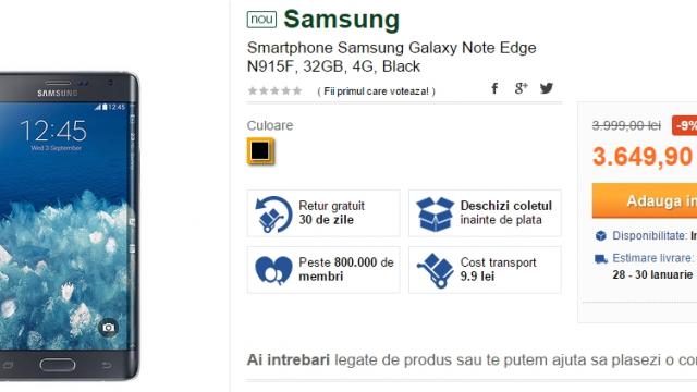 <b>Samsung Galaxy Note Edge și Galaxy Tab 4 T230 disponibile prin intermediul Elefant.ro</b>Deși Elefant.ro era cunoscut până acum ceva timp ca un magazin ce comercializa în principal cărți, iată că acum aceștia se extind prin introducerea în stoc și a unor dispozitive electronice ca smartphone-uri și tablete. Printre cele mai...