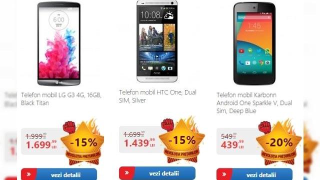 <b>Revoluția prețurilor eMAG este aici! LG G3 disponibil la 1.699 lei</b>Așa cum aflați aseară, cei de la eMAG au dat în această dimineață startul campaniei de reduceri Revoluția Prețurilor. Printre produsele ce beneficiază de reduceri considerabile în perioada 27 - 29 ianuarie se numără smartphone-uri, tablete,...
