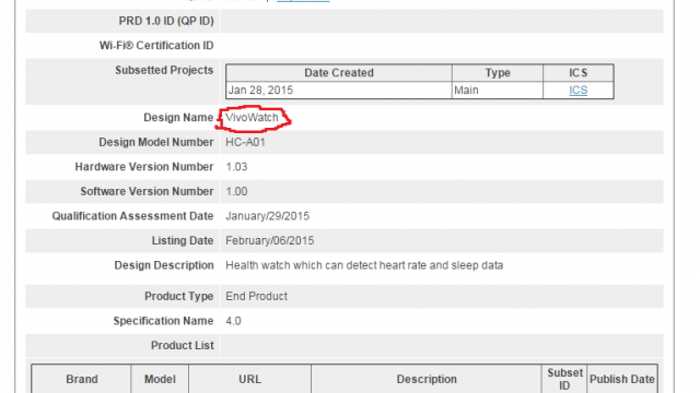 <b>ASUS pregătește un smartwatch VivoWatch pentru lansare la MWC 2015; Modelul primește certificarea Bluetooth</b>Se pare că brandul Vivo de la ASUS se va extinde și la smartwatchuri, judecând după o nouă certificare Bluetooth primită de un purtabil de acest gen. Pe numele său ASUS VivoWatch HC-A01, acest device a primit certificarea oficială pe 6 februarie....