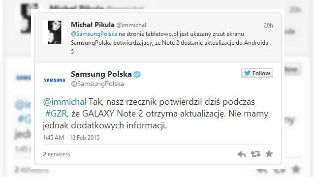 <b>Samsung Polonia confirmă că Galaxy Note II va primi actualizarea la Lollipop</b>La toamnă se vor împlini 3 ani de când există pe piața Galaxy Note II, un phablet excelent la vremea sa și care se pregătește să primească Android 5.0 Lollipop în aceste zile, conform unor zvonuri. Samsung Polonia a confirmat acest lucru pe...