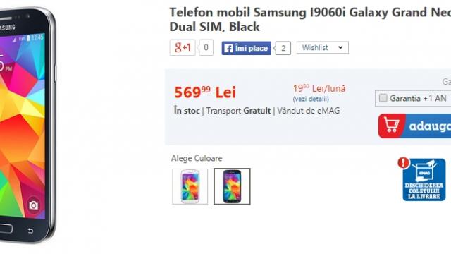<b>Samsung Galaxy Grand Neo Plus ajunge la eMAG; smartphone de 5 inch cu preț de 569 lei</b>Recent, în stocurile celor de la eMAG.ro a poposit un alt model Samsung, de această dată unul accesibil văzut prin prisma dotărilor sale. Este vorba despre smartphone-ul Galaxy Grand Neo Plus (i9060i), device disponibil pe alb sau negru la un preț...