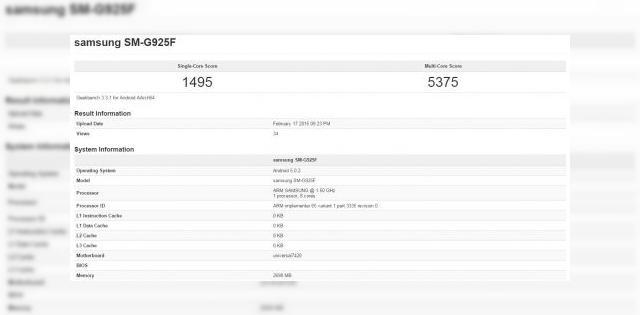 <b>Samsung Galaxy S6 Edge testat în GeekBench, vine cu procesor Exynos 7420 şi Android 5.0.2</b>Fie că &icirc;l cunoaştem ca Galaxy S6 Edge sau doar Galaxy Edge, noul terminal cu margini curbate de la Samsung va fi un smartphone interesant. El a avut parte de puţine scăpări p&acirc;nă acum, cel puţin &icirc;n comparaţie cu Galaxy S6, dar azi...