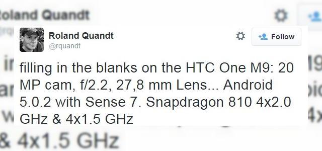 <b>Noi detalii extra despre HTC One M9: camera de 20 MP, deschidere F/2.2, lentilă de 27.8 mm şi multe altele!</b>Dacă mai avem de aşteptat p&acirc;nă duminică pentru că HTC One M9 să devină realitate, ei bine leaksterii s-au pus pe treabă şi azi ne oferă detalii ceva mai concrete cu privire la camera acestui nou telefon flagship. Se pare că HTC One M9 va...