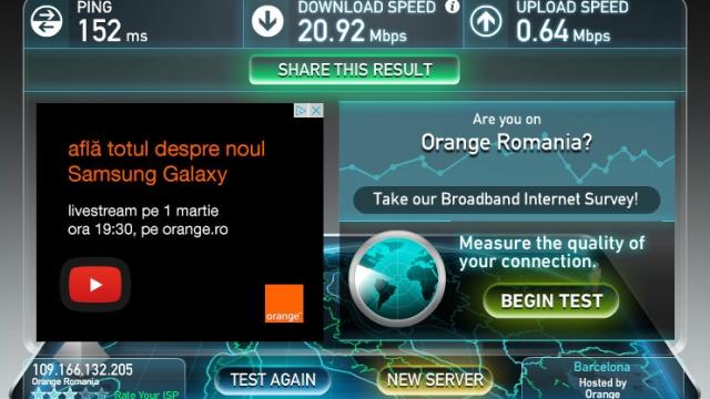 <b>MWC 2015: Am testat internetul Orange în Barcelona folosind un modem 4G; iată ce rezultate s-au obținut</b>După cum bine știți, zilele acestea mă aflu &icirc;n Barcelona pentru a transmite de la fața locului materiale foto și video cu cele mai interesante smartphone-uri ce urmează a fi lansate. Printre gadget-urile ce le-am avut &icirc;n bagaj s-a...