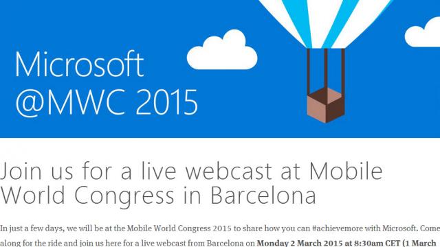 <b>MWC 2015: Urmărește evenimentul Microsoft de la Mobile World Congress, în regim de Live Streaming (video)</b>Astăzi, la ora 9:30, ora Rom&acirc;niei, Microsoft are programat un eveniment special &icirc;n cadrul Mobile World Congress 2015 din Barcelona. Acesta va fi transmis in regim de Live Streaming (video) și &icirc;l veți putea urmări de la această...
