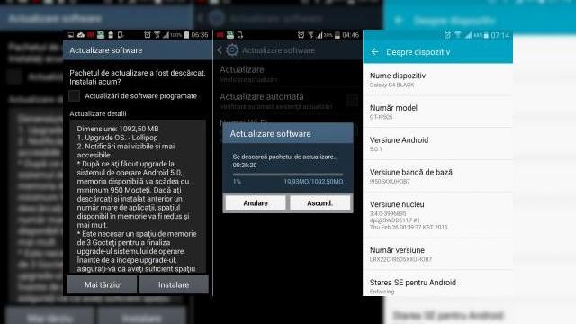 Samsung Galaxy S4 (I9505) primește update la Android 5.0.1 Lollipop în România