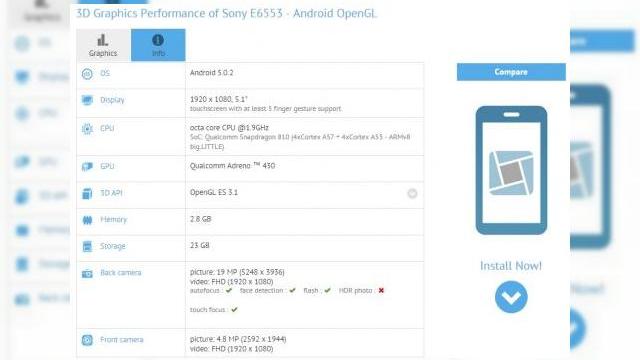 <b>Sony Xperia Z4 are specificațiile scăpate pe web; GFXBench dezvăluie prezența unui display FHD de 5.1 inch</b>După ce chiar astăzi prin intermediul GFXBench aflam c&acirc;teva dintre specificațiile lui LG G4, iată că tot aceeași aplicație de testare a performanței telefoanelor noastre ne oferă acum detalii despre componentele ce vor fi regăsite pe un...
