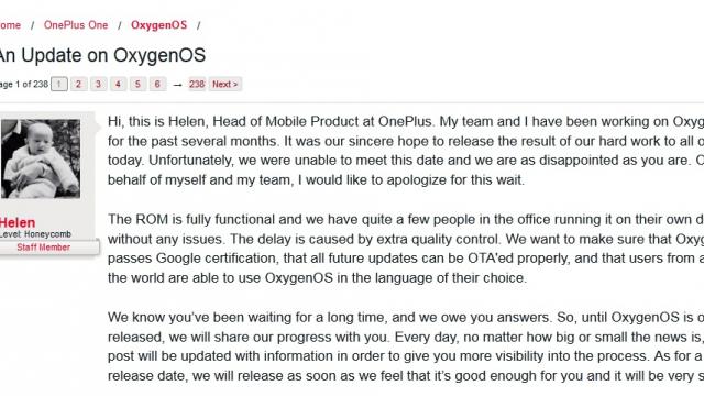 <b>OyxgenOS întârzie, iar OnePlus compensează cu 5 telefoane premiu</b>Cei de la OnePlus au promis că vor lansa actualizarea la CyanogenMod 12S până pe 30 martie, dar şi faimosul OxygenOS până pe 27 martie. Anunţul venise pe forumul oficial OnePlus, dar datele au trecut şi software-ul promis nu a sosit....