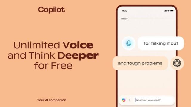 <b>Funcţii noi în Microsoft Copilot: acces gratuit nelimitat la Think Deeper şi Voice</b>Microsoft a anunţat ieri, pe 25 februarie lansarea de noi funcţii gratuite pentru toţi utilizatorii Copilot. E vorba despre acces nelimitat la Voice şi Think Deeper, pe baza modelului OpenAI o1. Ce oferă acestea aflaţi mai jos

