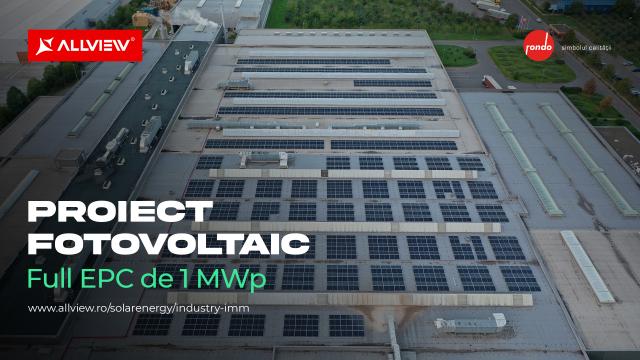 <b>Allview Solar Energy finalizează un sistem fotovoltaic de 1 MWp pentru Rondocarton; investiție de peste 4,4 milioane de lei pentru sustenabilitatea industriei ambalajelor</b>Visual Fan S.A., prin divizia sa Allview Solar Energy, a finalizat cu succes un proiect fotovoltaic de 1 MWp destinat consumului propriu al fabricii Rondocarton din Târgoviște, companie de referință în producția de ambalaje. Instalat în parteneriat cu