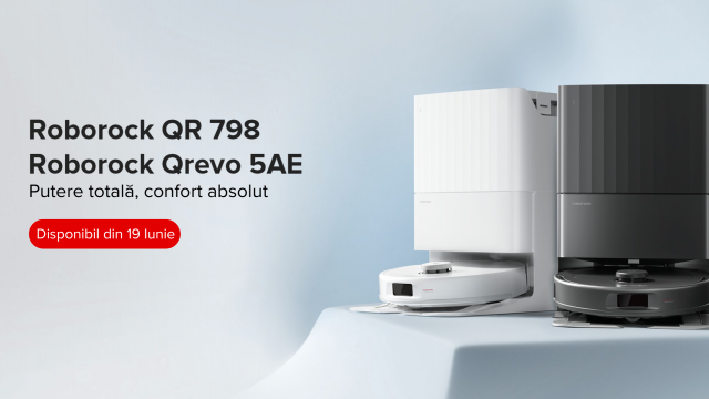 <b>Roborock lansează două aspiratoare robot noi, cu funcții de top și prețuri decente; seria Qrevo e disponibilă din 19 iunie în România</b>Roborock anunță disponibilitatea în România a seriei Qrevo, formată din două modele noi de aspiratoare robot: Roborock Qrevo 5AE și Roborock QR 798. Lansarea oficială are loc pe 19 iunie, iar ambele vin cu dotări care până acum erau rezervate modelelor..