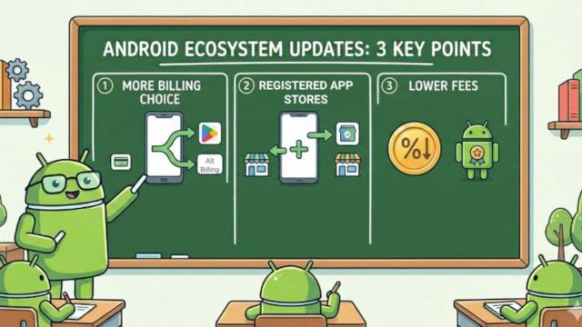 <b>Google reduce „taxa” de 30% din Play Store și schimbă regulile pentru plățile din aplicații</b>Google a anunțat modificări importante în modul în care percepe comisioane pentru tranzacțiile din Play Store, reducând „taxă” de 30% pentru dezvoltatori și introducând mai multă flexibilitate în sistemele de plată din aplicații. Anunțul a fost făcut 