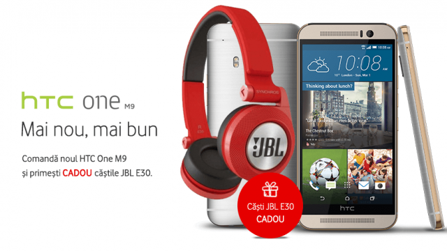 <b>Vodafone oferă cadou o pereche de căști JBL E30 la achiziția unui HTC One M9</b>Cu scopul de a ridica vânzările terminalului HTC One M9, device ce a pus numeroase probleme utilizatorilor săi de-a lungul timpului, iată că cei de la Vodafone vin cu o ofertă interesantă pentru iubitorii muzicii. Mai precis, cei care vor...