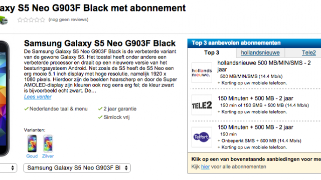 <b>Samsung Galaxy S5 Neo apare în oferta unui magazin olandez; vine cu senzor frontal de 5 megapixeli</b>O tactică nu prea inteligentă din partea celor de la Samsung, este și aceea de lansare a unor ediții NEO pentru flagship-urile sale. Un astfel de lucru se întâmplă acum, zi în care prin intermediul unui retailer de origine...