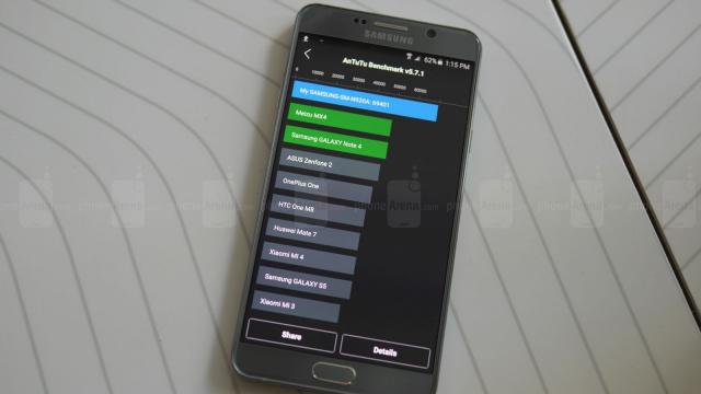 <b>Primele benchmarkuri ale lui Galaxy Note 5 indică o performanţă similară cu a lui Galaxy S6</b>După anunţarea lui Galaxy Note 5 ieri în cadrul evenimentului Unpacked, câţiva jurnalişti din ţările unde se va lansa acest device au avut ocazia să pună mâna pe phablet. Ei au realizat şi benchmarkuri, dorind să vadă care e...