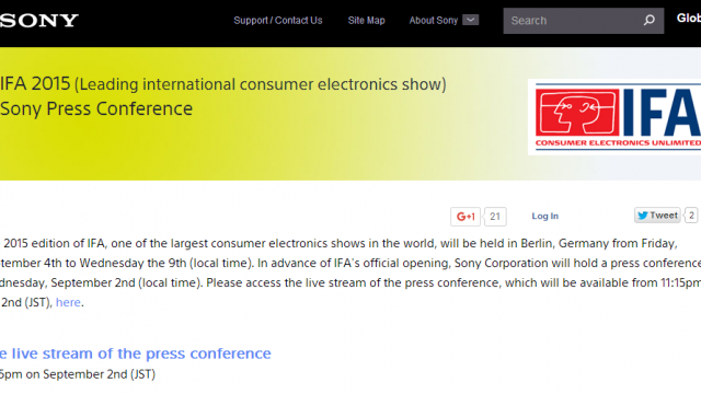 <b>IFA 2015: Conferința Sony de la IFA 2015, poate fi urmărita Live aici!</b>Conferința Sony de la IFA 2015, poate fi urmărita Live aici. &nbsp; &nbsp;...