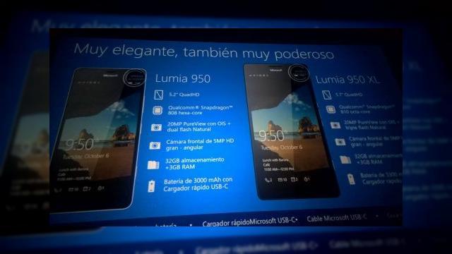 <b>Noi fotografii cu Lumia 950 XL şi Lumia 950 apar în slide-uri de prezentare Microsoft, cu specificaţii incluse</b>Se pare că aceeaşi prezentare Microsoft &icirc;n limba spaniolă care a detaliat modelul Lumia 550 a adus şi detalii şi slide-uri legate de Microsoft Lumia 950 XL şi Lumia 950. Aceste smartphone-uri sunt aşteptate să debuteze pe 6 octombrie,...