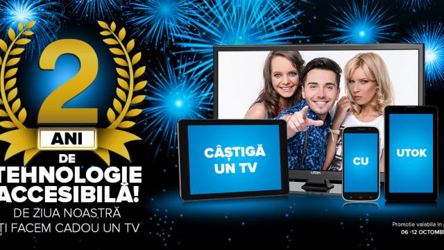 <b>UTOK sărbătoreşte 2 ani de tehnologie accesibilă cu un concurs care îţi aduce un televizor de 32 inch</b>UTOK aniversează 2 ani de tehnologie accesibilă şi de prezenţa pe piaţa locală prin intermediul unui concurs, care poate aduce clienţilor acestui brand un televizor de 32 inch. Cei care cumpără un smartphone, tableta sau televizor &icirc;ntre 6...