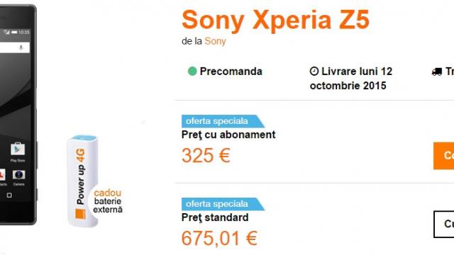 <b>Orange România listează la precomandă noul Xperia Z5; acesta costă 2.980 lei fără abonament</b>Iată că acest &icirc;nceput de octombrie se dovedește a fi unul foarte agitat pentru retaileri și operatori deopotrivă. Astfel, după ce anterior vedeam lista de prețuri pentru iPhone 6s și 6s Plus la diferiți comercianți, &icirc;ncep&acirc;nd de...