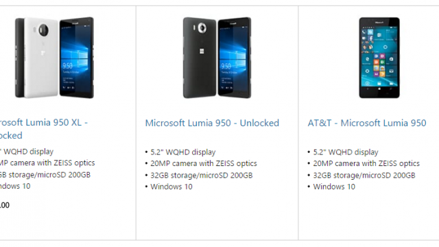 <b>Lumia 950 este listat pe magazinul online Microsoft, semn că vânzările vor începe cât de curând</b>După ce acum c&acirc;teva zile aflam faptul că at&acirc;t Microsoft Lumia 950, c&acirc;t și Lumia 950 XL au fost listate de c&acirc;teva magazine europene la pre-comandă, iată că astăzi primim și informații oficiale despre noile produse....