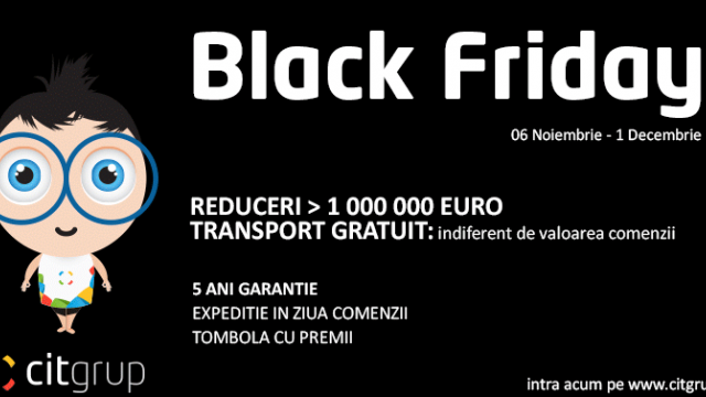 <b>Cit Grup dă startul campaniei de Black Friday chiar mâine; reduceri atractive și tombole în perioada 6 noiembrie - 1 decembrie</b>Un nou magazin ce dă startul campaniei de BlackFriday astăzi, este și CIT Grup, platformă specializată &icirc;n comercializarea de produse IT refurbished. Printre device-urile v&acirc;ndute se numără produse Dell, HP, Lenovo, dar și Fujitsu,...