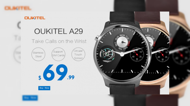 <b>Oukitel A29 este un smartwatch nou şi elegant care poate realiza apeluri telefonice şi costă 69 de dolari</b>Oukitel e o companie din China pe care o asociem mai degrabă cu smartphone-urile cu preţ accesibil, dar mai nou acest producător intra şi pe piaţa purtabilelor. Ceea ce vedeţi mai jos este un smartwatch nou şi elegant al acestei companii, ce...