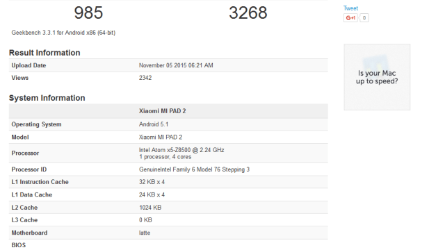 <b>Tableta Xiaomi Mi Pad 2 este listată în baza de date GeekBench; vine cu procesor Intel de această dată</b>O tabletă pe care anul trecut o testam aici la Mobilissimo, era și Xiaomi Mi Pad, device ce ne cucerea printr-o acustică excelentă, c&acirc;t și prin ecranul de calitate. Cum se tot zvonește de ceva timp, compania chineză pregătește un succesor...