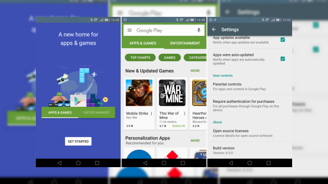 <b>Aplicaţia Google Play Store actualizată la versiunea 6.0.0; Primeşte şi câteva modificări de interfaţă</b>&Icirc;n acest weekend aplicaţia Google Play Store a fost actualizata, ajung&acirc;nd la versiunea 6.0.0, ocazie cu care a primit şi c&acirc;teva modificări de interfaţă. Mai jos vedeţi c&acirc;teva capturi de ecran pe care le-am realizat cu noua...