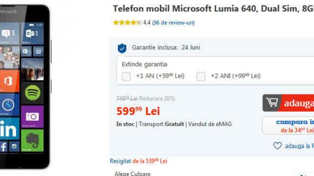 <b>Black Friday 2015 pentru cei care s-au trezit târziu: Microsoft Lumia 640 8 GB white - gata pentru Windows 10 Mobile!</b>Dacă vreţi neapărat un telefon Windows Phone care să fie &icirc;n pole position pentru actualizarea la Windows 10 Mobile, atunci Microsoft Lumia 640 e o soluţie. El costă doar 599 lei la eMAG.ro cu ocazia lui Black Friday 2015, faţă de preţul...