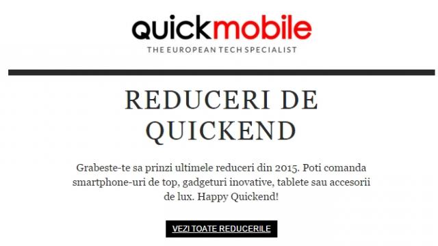 <b>QuickMobile dă startul unui nou weekend de reduceri; Xiaomi Mi Pad 2 costă acum doar 849 lei</b>Nici un weekend fără reduceri, cam așa sună ideea celor de la QuickMobile, una deloc rea mai ales dacă luăm &icirc;n calcul faptul că reducerile sunt unele chiar atractive. De astăzi, și p&acirc;nă duminică avem la dispoziție prețuri speciale...