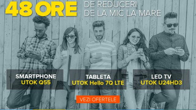 <b>UTOK ne aduce 48 ore de reduceri pentru smartphone-urile, tabletele și televizoarele comercializate</b>Cei de la UTOK desfășoară constant campanii de reduceri, iar astăzi e momentul &icirc;n care se anunță un nou astfel de eveniment. Timp de 48 ore avem acces la discount-uri foarte interesante pentru smartphone-urile, tabletele, dar și pentru...