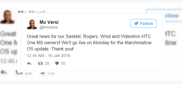 <b>Actualizările la Android Marshmallow pentru anumite telefoane HTC vor sosi săptămâna viitoare, cu accentul pe modelele operatorilor</b>Oficialul HTC, Mo Versi a anunţat pe Twitter noi detalii despre sosirea actualizărilor la Android Marshmallow pe terminalele HTC din anumite reţele, cu accentul pe cele din SUA. Hai să aflăm despre ce modele e vorba. Se pare că...
