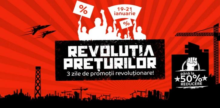 <b>eMAG anunță o nouă ediție marca Revoluția Prețurilor; discount-uri de până la 50% în perioada 19-21 ianuarie</b>&Icirc;n mod suprinzător, eMAG ne pregătește o noua campanie marca Revoluția Prețurilor pentru ziua de m&acirc;ine, 19 ianuarie, detaliu despre care aflăm direct dintr-un newsletter. Ca de fiecare dată ne așteptăm la reduceri destul de...