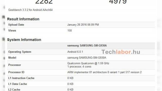 <b>Samsung Galaxy S7 testat în GeekBench 3, în varianta AT&T, cu procesor Snapdragon 820; Unul din rezultate e sub Galaxy S6!</b>Încă o zi, încă o scăpare legată de Samsung Galaxy S7, de această dată în varianta AT&T, cu procesor Snapdragon 820. Terminalul ar fi fost trecut prin testul GeekBench 3 şi mai jos îi găsiţi scorurile, cu o veste caldă...