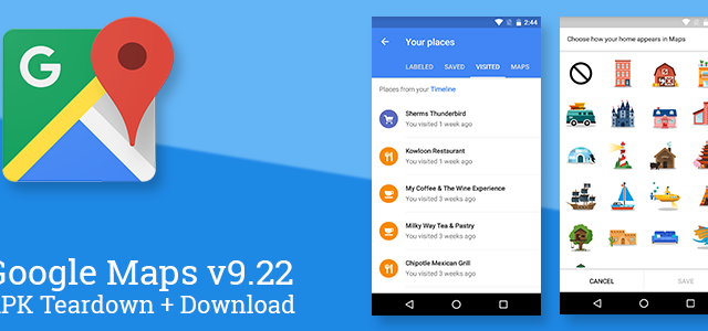 <b>Noua versiune Google Maps v9.22 vine cu o serie de îmbunătățiri, dar și cu posibilitatea de setare a unor iconițe dedicate pentru locații</b>Cei de la Google lucrează permanent la noi update-uri pentru aplicațiile proprii, cum este și cazul software-ului de navigare denumit Maps. Astăzi, echipa AndroidPolice a descoperit faptul că aplicația &icirc;n cauză se pregătește pentru o...
